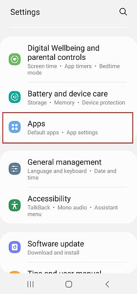 إعدادات هاتف Android