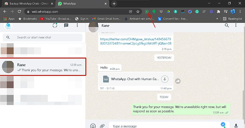 Whatsapp webchat tråd