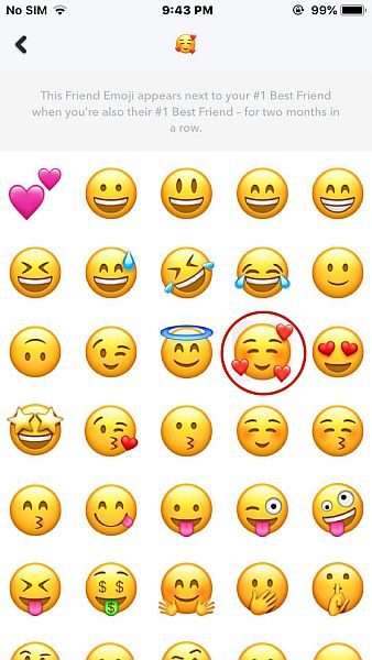 Список эмодзи в Snapchat для iPhone