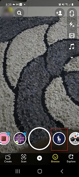 突出顯示過濾器的 Snapchat App 主頁