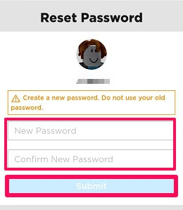 установить новый пароль для учетной записи роблокс