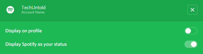 ustaw spotify jako status na niezgodzie