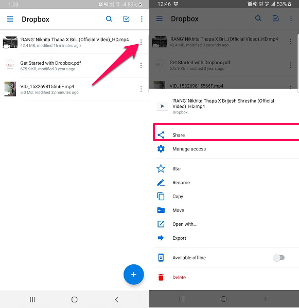Teilen Sie große Dateien auf WhatsApp mit Dropbox