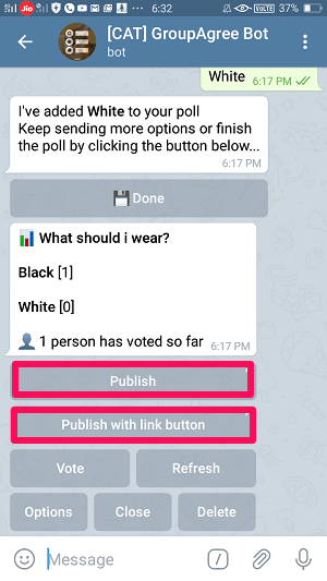 partager le sondage Telegram