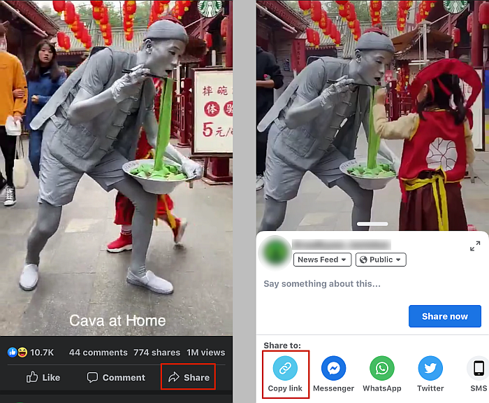 通過分享按鈕獲取 Facebook 視頻的鏈接
