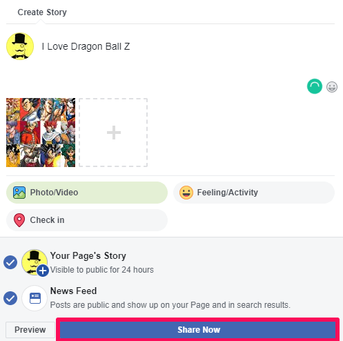 facebook sayfası hikayesini masaüstünü kullanarak paylaşın