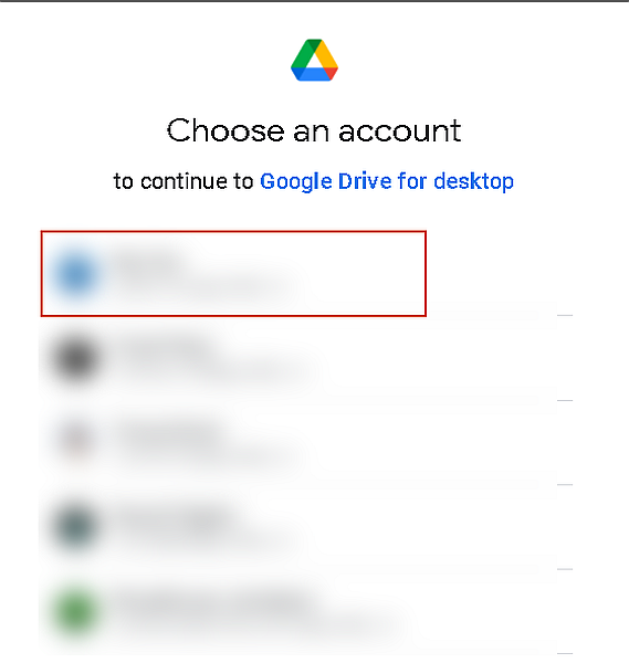 Panel přihlášení k Disku Google pro stolní počítače