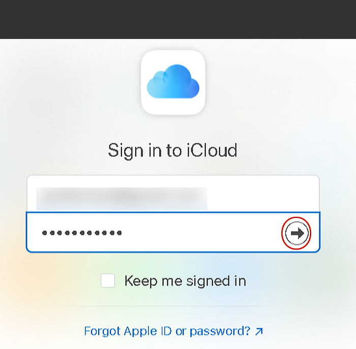 Přihlašovací stránka iCloud