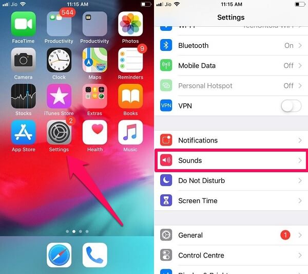 impostazioni dei suoni su iPhone