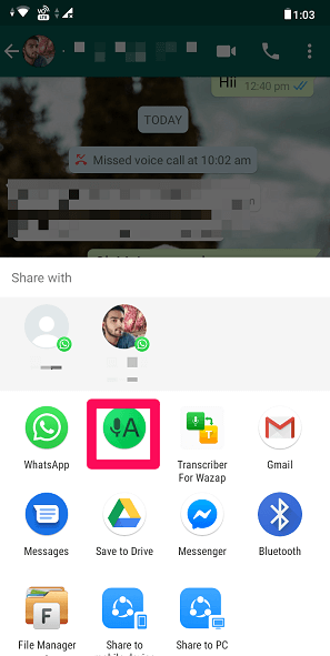 μεταγραφέας για WhatsApp