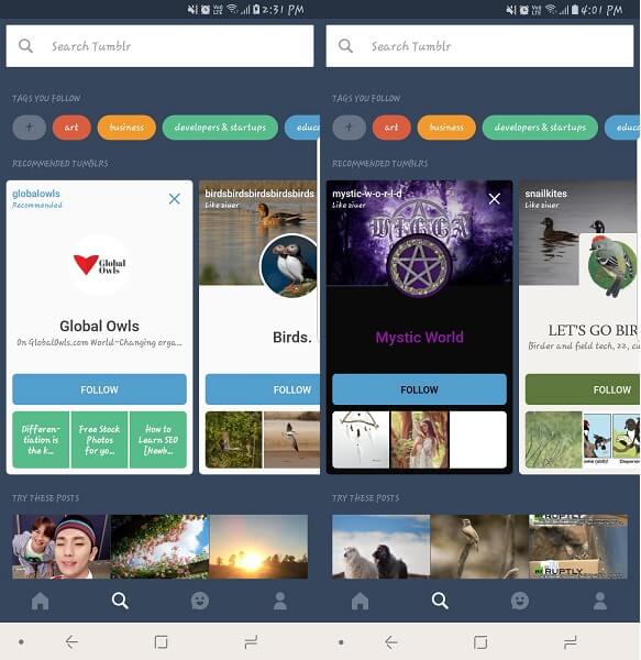 tumblr – olyan alkalmazások, mint a Pinterest