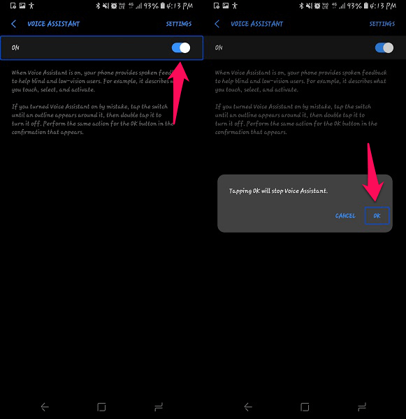 désactiver le talkback sur android