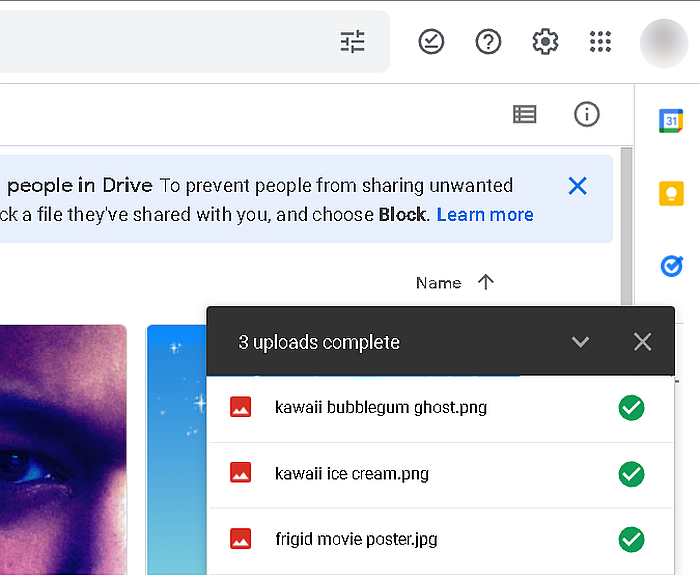 Indikátor průběhu nahrávání souboru na Disk Google