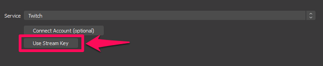 use la clave de transmisión de Twitch en OBS
