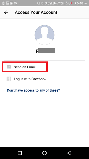 qual è la tua password Instagram quando accedi tramite Facebook - invio email