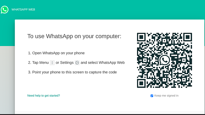 Página do aplicativo Whatsapp Web