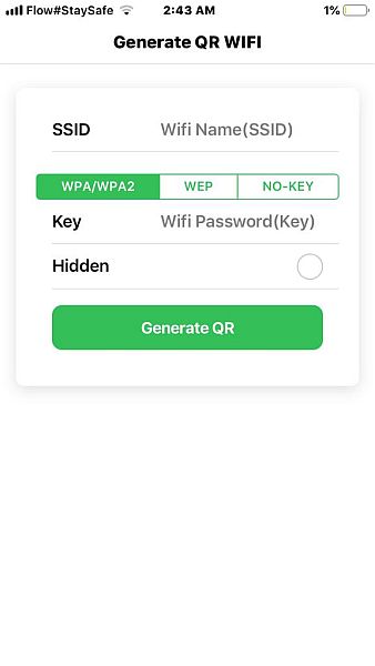 Generer QR Wifi med Wifi QR Code Generator App